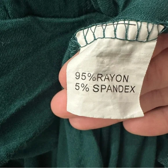 Green Maxi Dress L Faux Wrap Long Sleeve Wedding Guest Maternity | OUGES - Picture 8 of 10